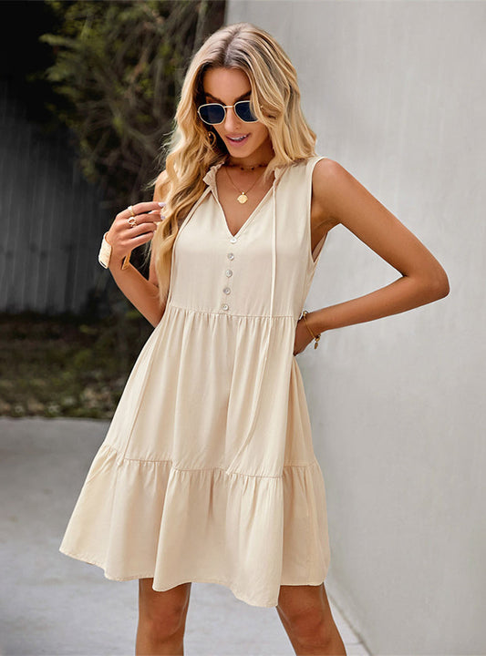 A-line Casual Dress in Solid Color